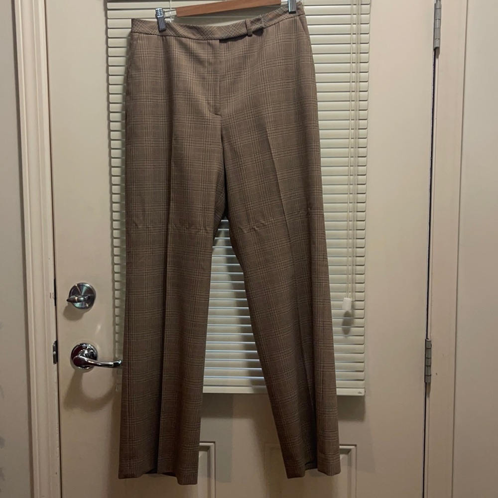 Ann Taylor Loft S 12 Wool Blend Brown Plaid Pants